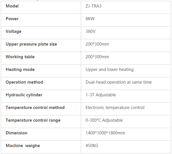 8KW Clothes Embossing Machine Parameter