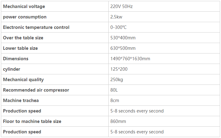 Medical Tyvek Blister Sealing Machine Parameter