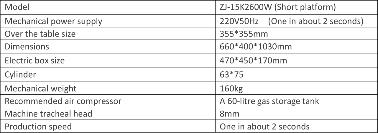 2600W Ultrasonic Fabric Welding Machine Parameter